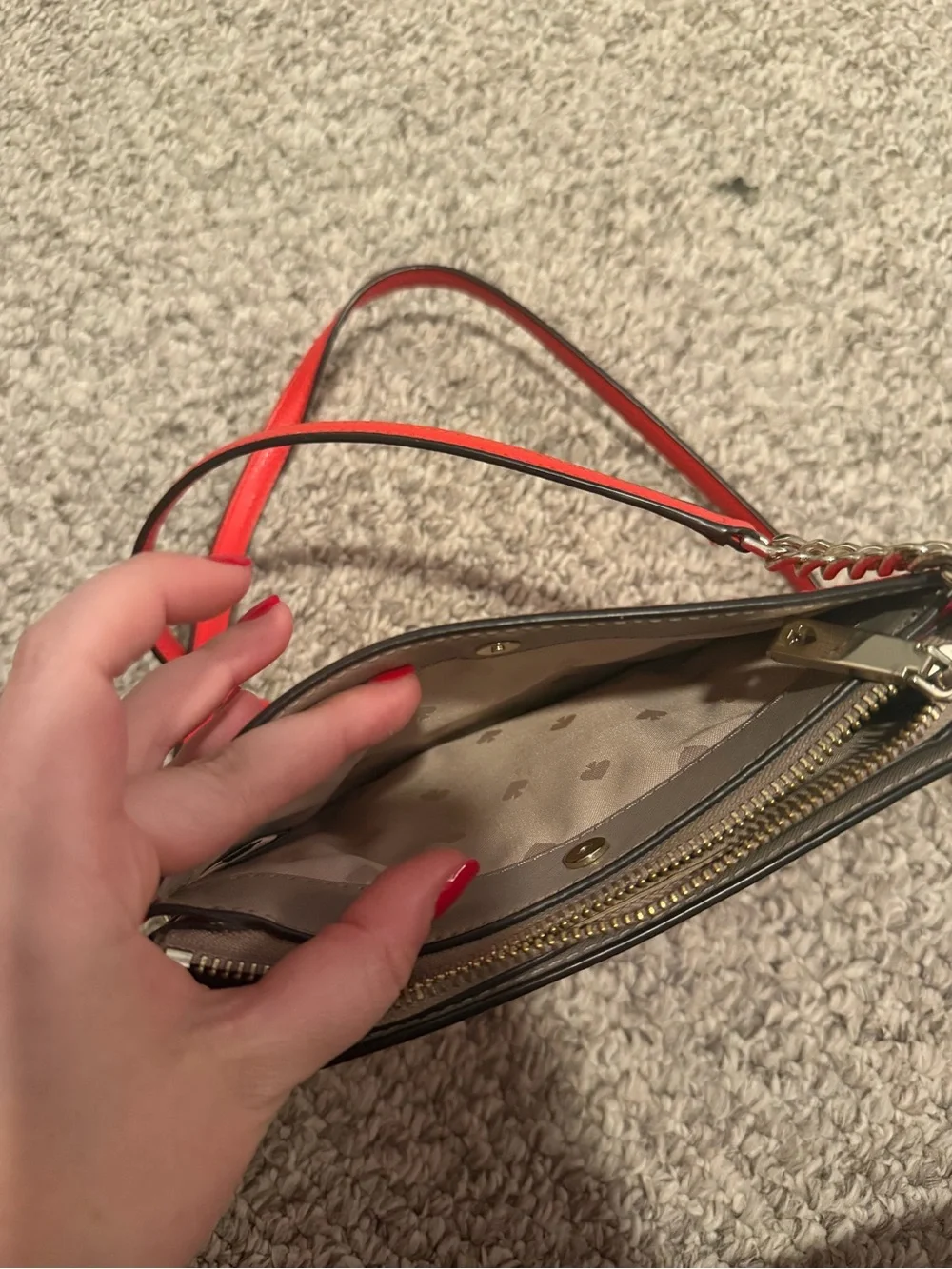kate spade Red Leather Crossbody with Gold Chain Trim - Picture 8 of 9